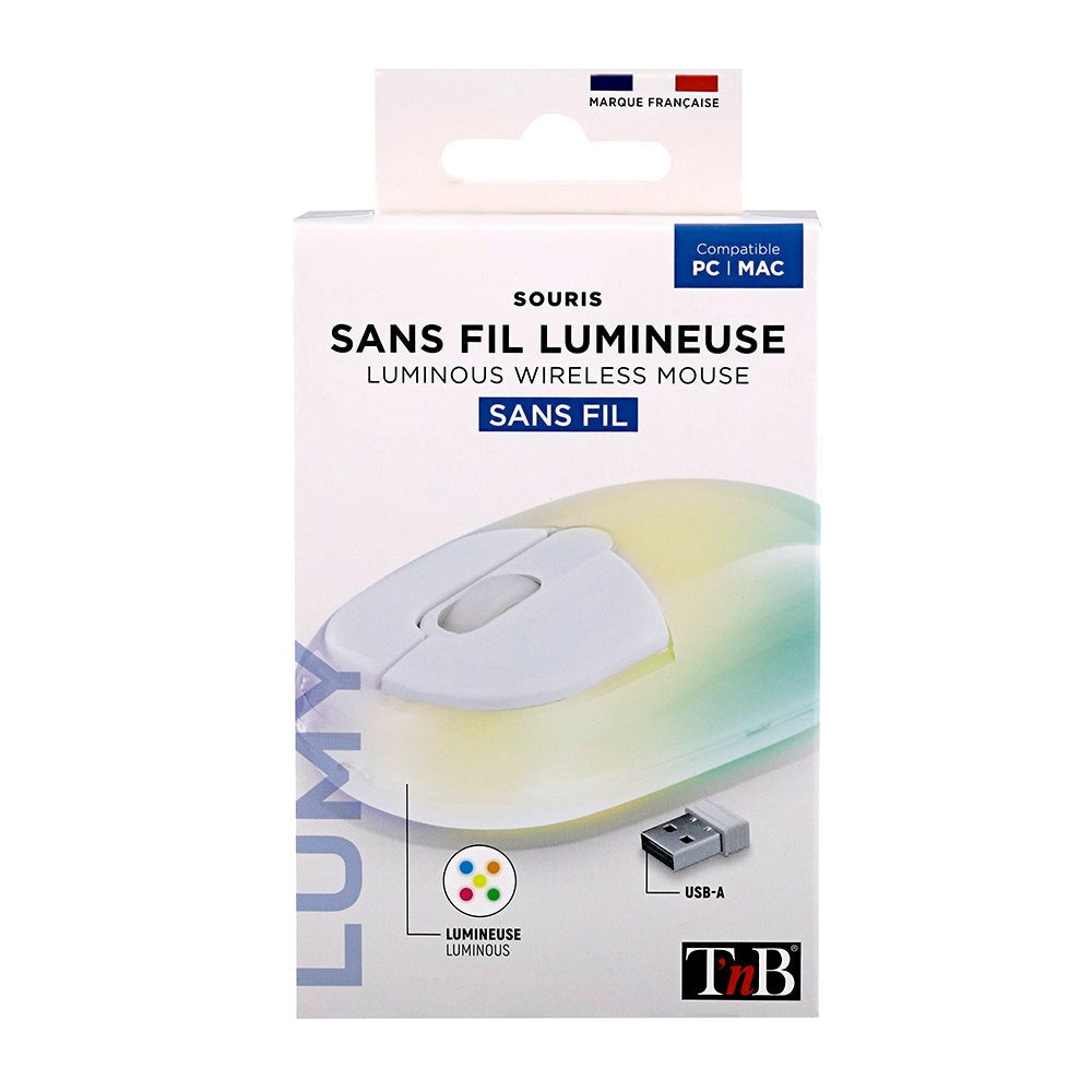 T'NB Souris Sans Fil Trådløs USB-A Mus med Lys - Gennemsigtig / Multi