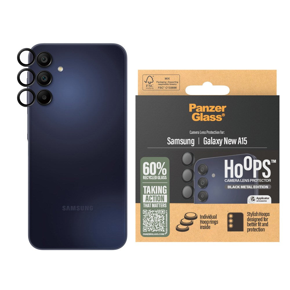 PanzerGlass Samsung Galaxy A16 Hoops - Beskyttelse til Kamera - Gennemsigtig / Sort