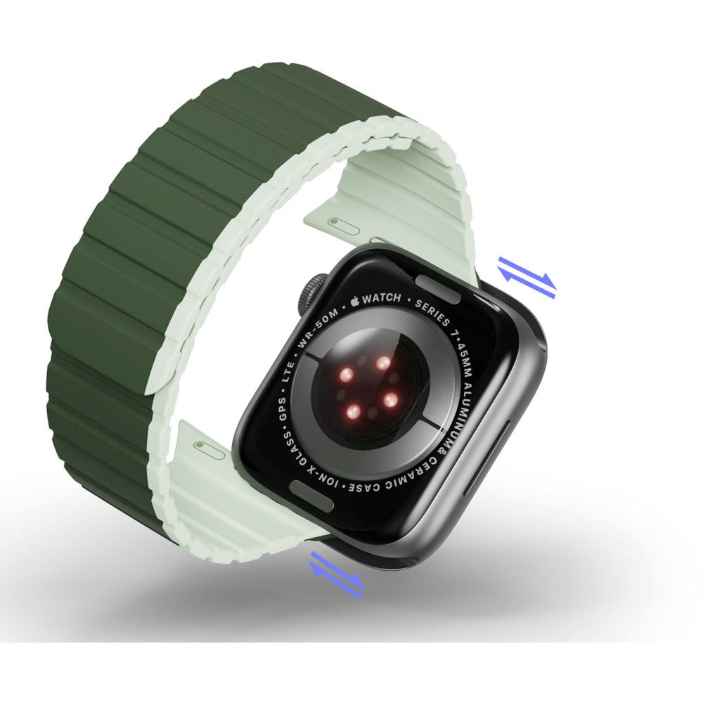 Dux Ducis Apple Watch (42/44/SE/45/46/49mm) LD-Series Silikone Rem m. Magnetisk Lukning - Grøn