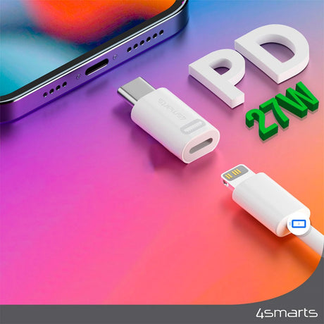 Lightning til USB-C PD Adapter - 4Smarts - 2 stk. - Hvid - (DEMO)