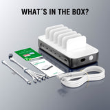 4smarts - Opladningsstation m. 9 Opladningsmuligheder - 5x USB-C Kabel & 1x 4-i-2 Multikabel - 100W - Grå / Hvid