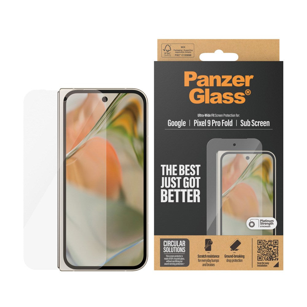 PanzerGlass - Google Pixel 9 Pro Fold - Ultra-Wide Fit Skærmbeskyttelsesglas - Gennemsigtig