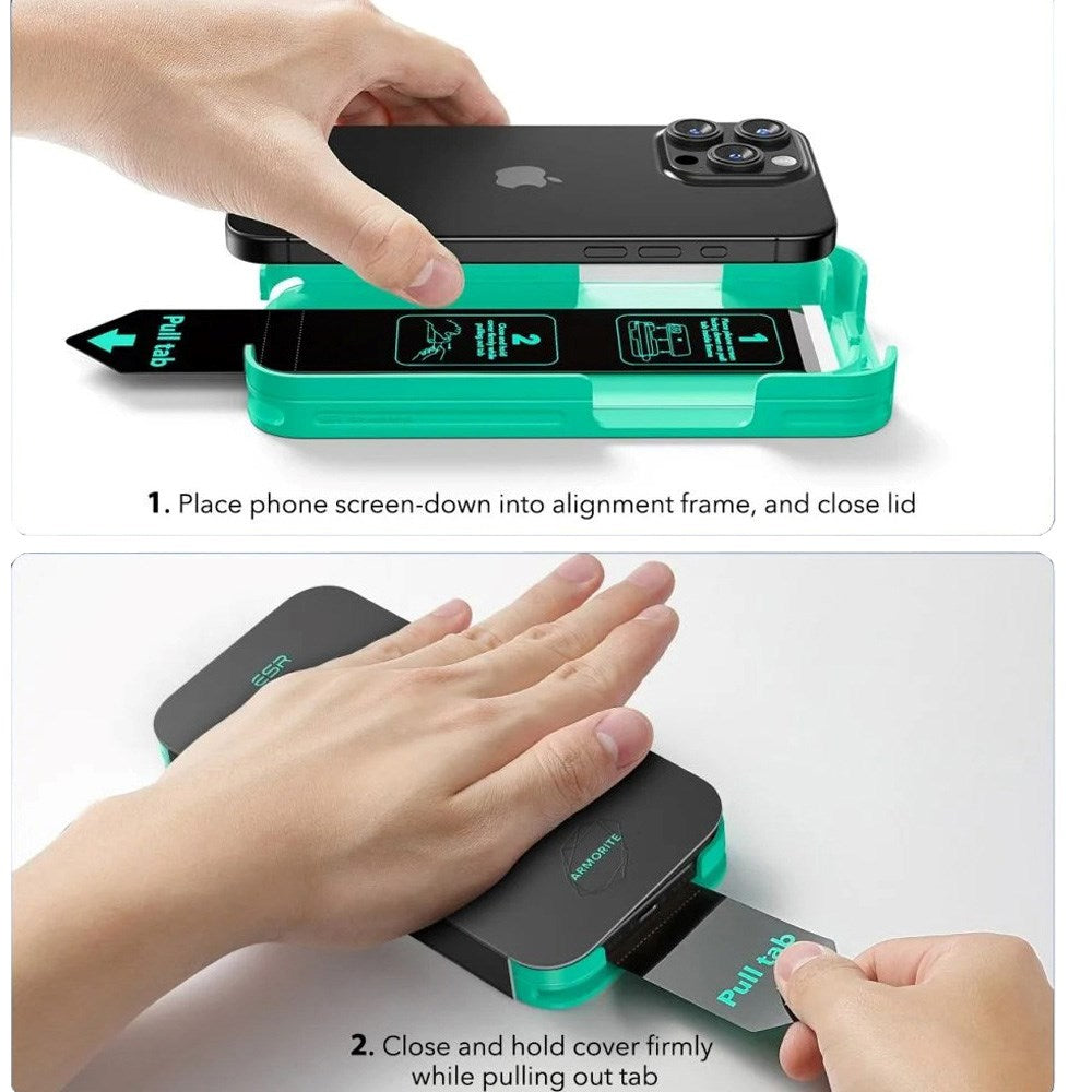 ESR iPhone 16 Skærmbeskyttelse Hærdet Glas m. Monteringsramme - Gennemsigtig