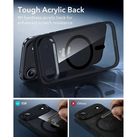 iPhone Air ESR Classic Hybrid Cover m. Indbygget Camera Control Knap - MagSafe Kompatibel - Gennemsigtig / Sort