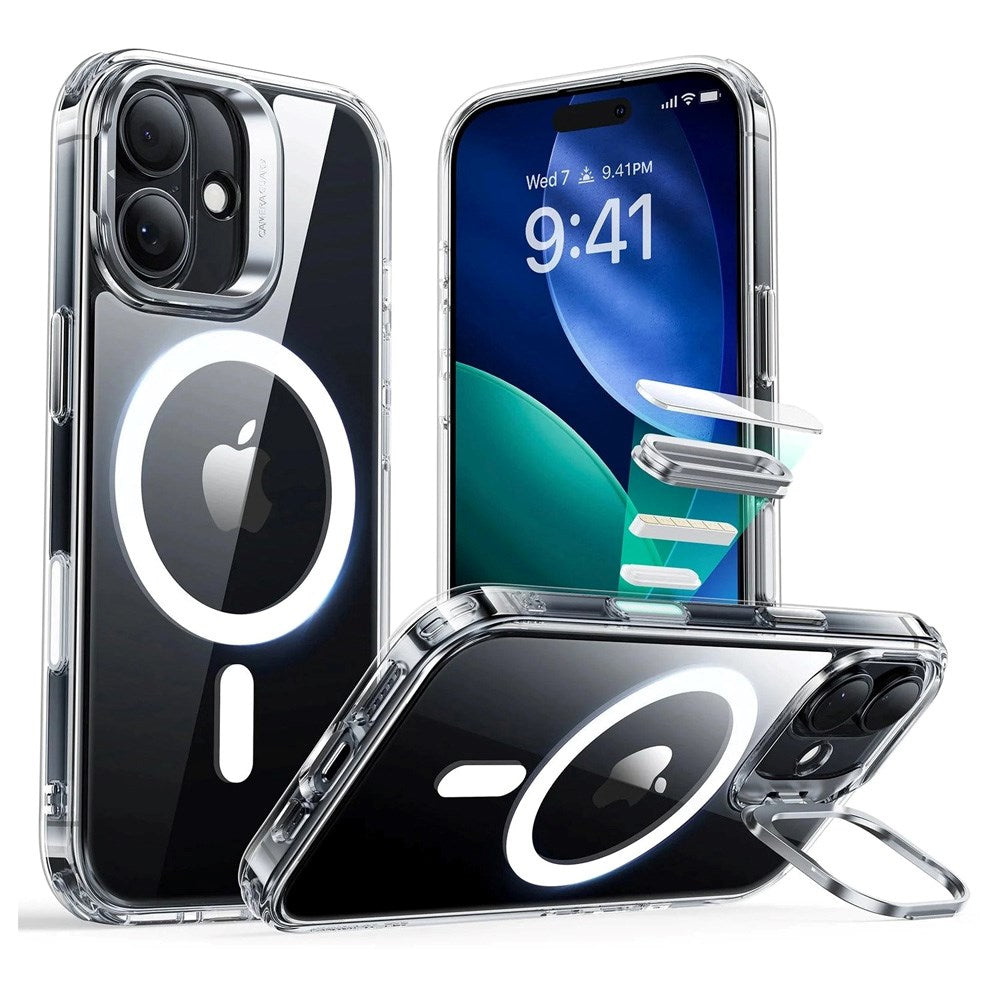 ESR iPhone 17 Classic Hybrid Stash Cover m. Kickstand - MagSafe Kompatibel - Gennemsigtig