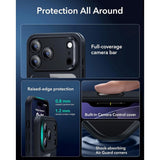 iPhone 17 Pro ESR Classic Hybrid Cover m. Indbygget Camera Control Knap - MagSafe Kompatibel - Gennemsigtig / Sort