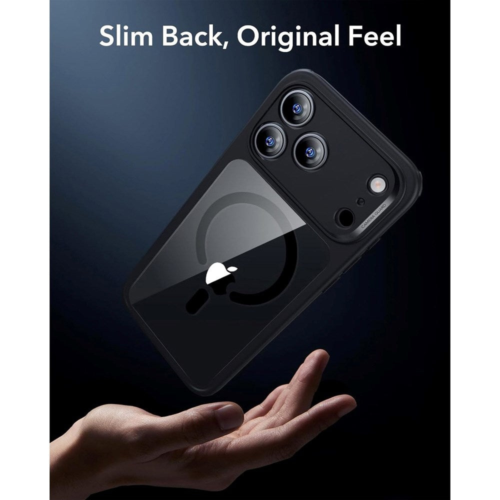 iPhone 17 Pro ESR Classic Hybrid Cover m. Indbygget Camera Control Knap - MagSafe Kompatibel - Gennemsigtig / Sort