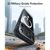 ESR iPhone 17 Pro Max Classic Hybrid Stash Cover m. Kickstand - MagSafe Kompatibel - Gennemsigtig / Sort