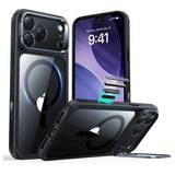 ESR iPhone 17 Pro Max Classic Hybrid Stash Cover m. Kickstand - MagSafe Kompatibel - Gennemsigtig / Sort