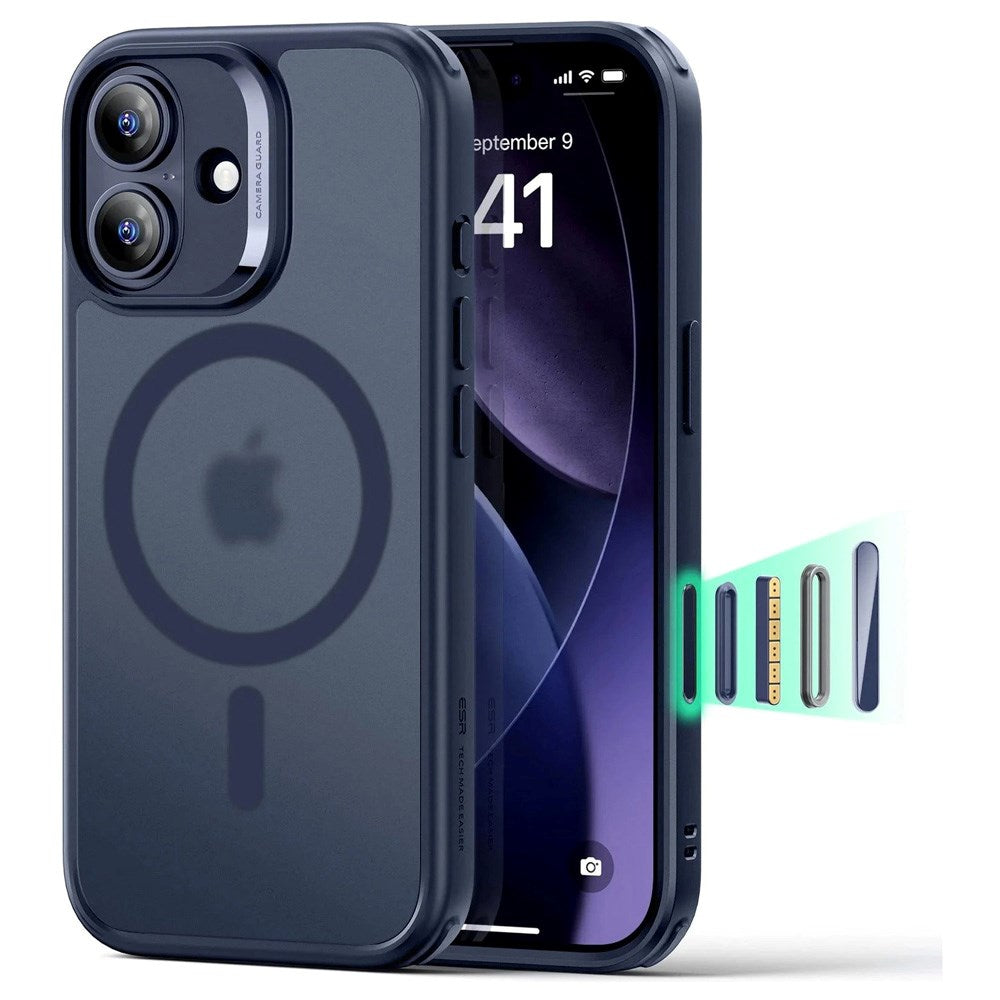 iPhone 17 ESR Classic Hybrid Cover m. Indbygget Camera Control Knap - MagSafe Kompatibel - Mat Blå