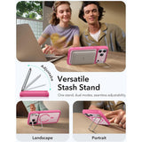 ESR iPhone 17 Pro Classic Hybrid Stash Cover m. Kickstand - MagSafe Kompatibel - Mat Lyserød