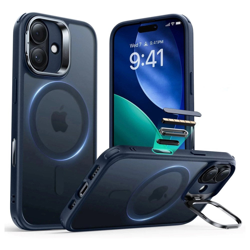 ESR iPhone 17 Classic Hybrid Stash Cover m. Kickstand - MagSafe Kompatibel - Mat Blå