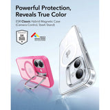 ESR iPhone 17 Classic Hybrid Stash Cover m. Kickstand - MagSafe Kompatibel - Mat Lyserød