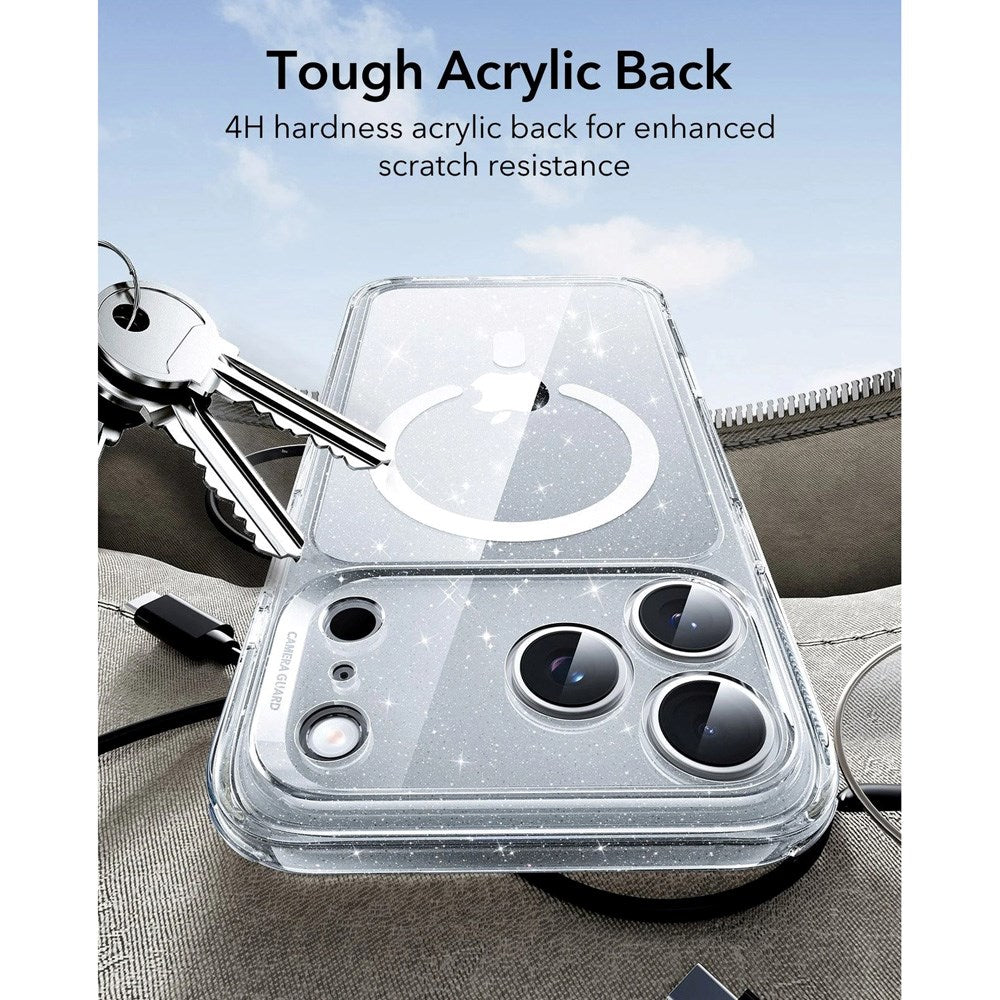 iPhone 17 Pro ESR Classic Hybrid Cover m. Indbygget Camera Control Knap - MagSafe Kompatibel - Gennemsigtig / Glimmer