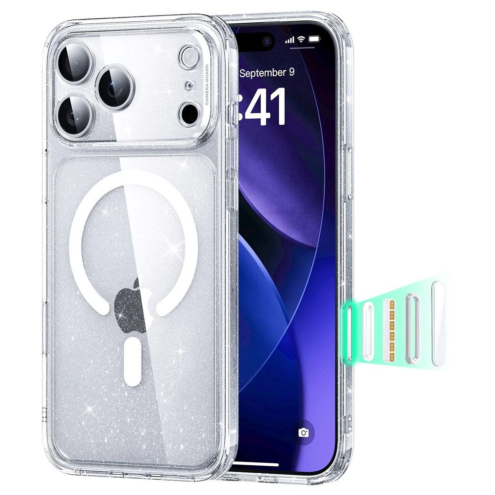 iPhone 17 Pro ESR Classic Hybrid Cover m. Indbygget Camera Control Knap - MagSafe Kompatibel - Gennemsigtig / Glimmer