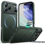 ESR iPhone 17 Pro Classic Hybrid Stash Cover m. Kickstand - MagSafe Kompatibel - Mat Grøn