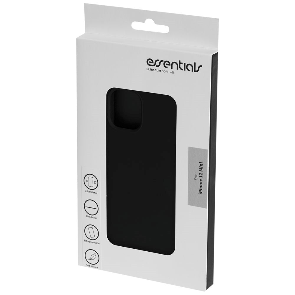 Essentials iPhone 12 Mini Silikone Mobil Cover - Sort