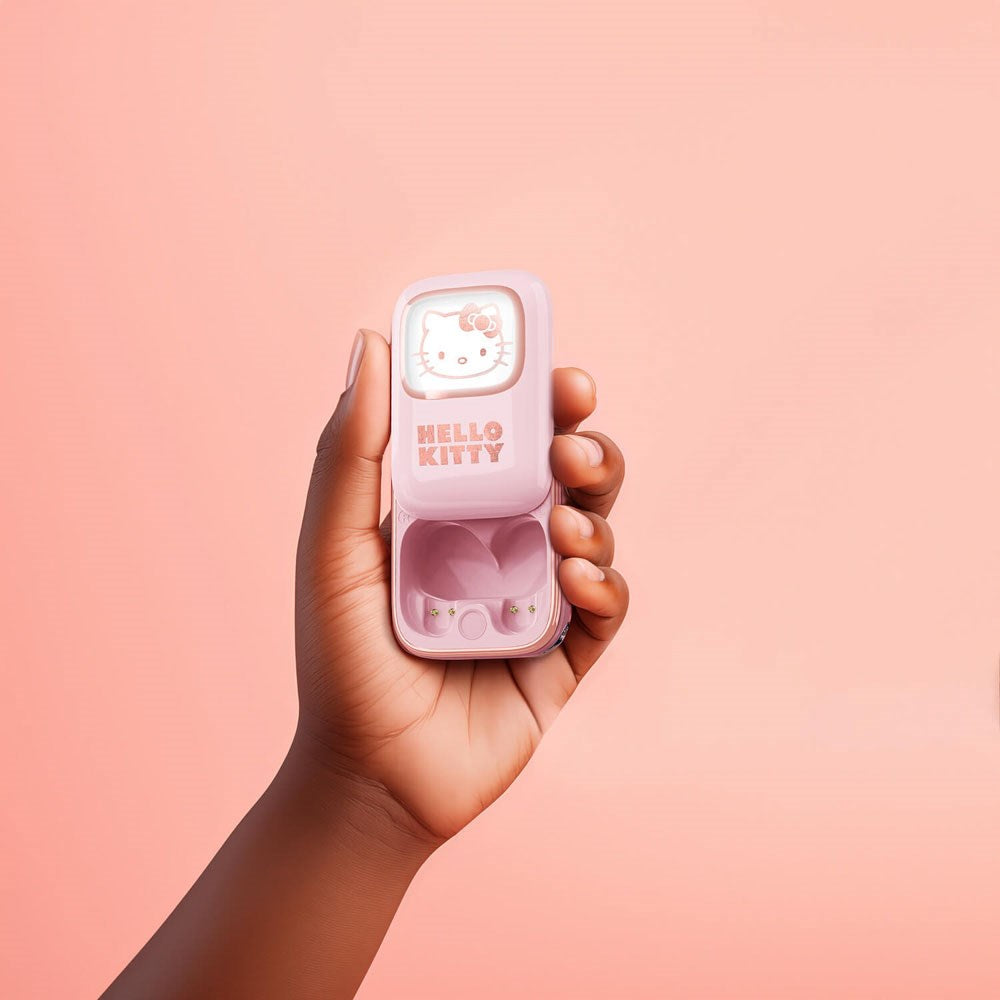 OTL Hello Kitty True Wireless In-Ear Høretelefoner - inkl. Skub-Op Opladningsetui - Lyserød