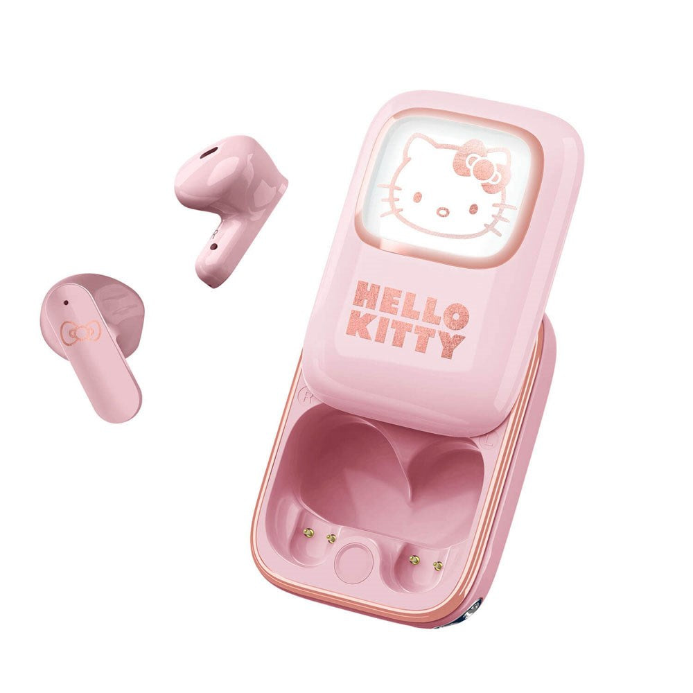 OTL Hello Kitty True Wireless In-Ear Høretelefoner - inkl. Skub-Op Opladningsetui - Lyserød