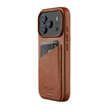iPhone 17 Pro Mujjo Wallet Leather Cover - MagSafe Kompatibel - Tan