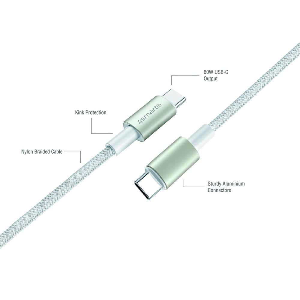 4smarts USB-C til USB-C PremiumCord - 3x USB-C til USB-C Kabel m. USB-C Adapter & Forlænger - Hvid