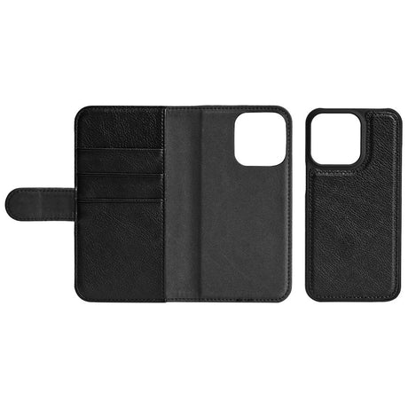 Essentials iPhone 12 Mini Kunst Læder Mobil Flip Cover 2 i 1 m. Kortholder - Sort