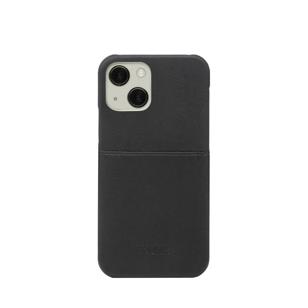Trunk iPhone 13 Mini Ægte Læder Mobil Cover m. Kortlomme - Sort