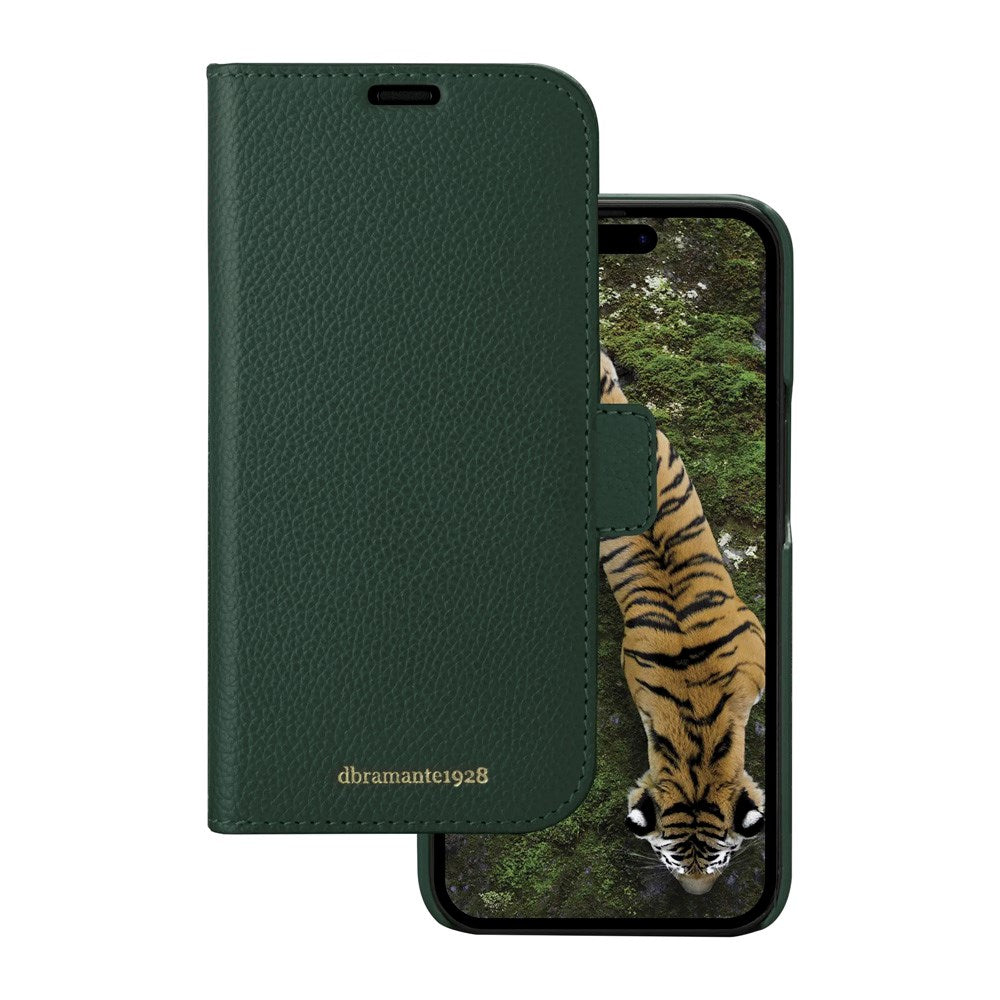 iPhone 15 Pro Max - dbramante1928 New York 2-i-1 Ægte Læder Flip Cover - Evergreen