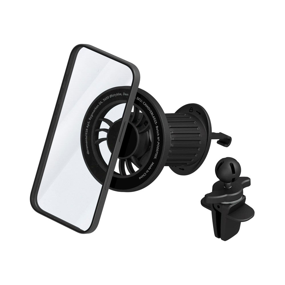 dbramante1928 - Magnetisk Mobilholder til Bil - Ventilationsanlæg - MagSafe Kompatibel - Sort