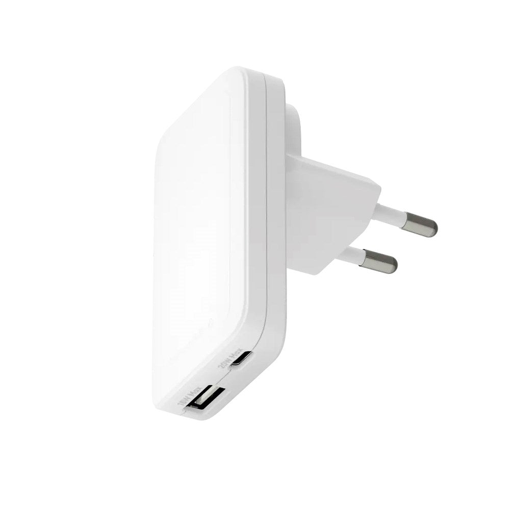 Slim Vægoplader - dbramante1928 - 1x USB-C 20W & 1x USB-A 18W - Hvid