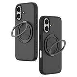 iPhone 16 Lippa Hybrid Plastik Bagside Cover m. Roterbar Kickstand - MagSafe Kompatibel - Mat / Sort