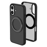 iPhone 16 Lippa Hybrid Plastik Bagside Cover m. Roterbar Kickstand - MagSafe Kompatibel - Mat / Sort