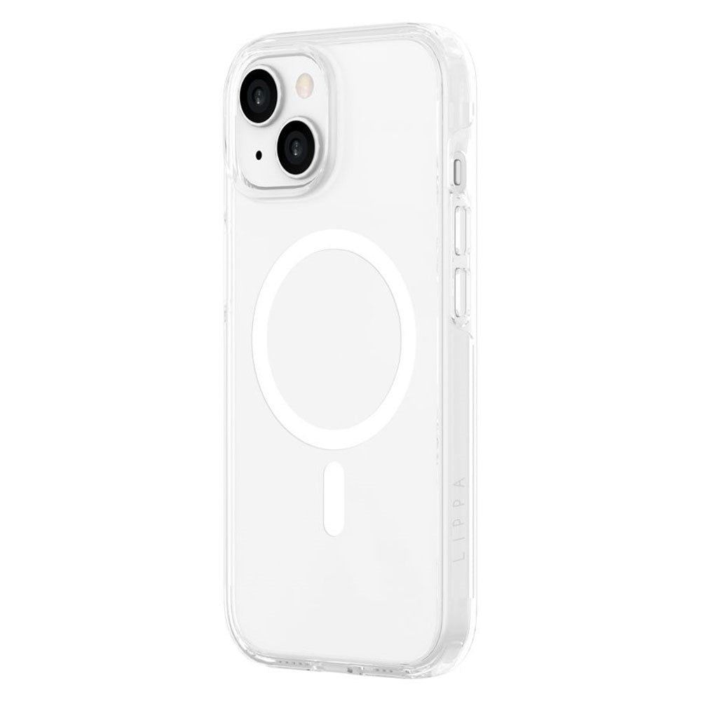iPhone 15 Lippa Hybrid Plastik Bagside Cover - MagSafe Kompatibel - Gennemsigtig / Hvid