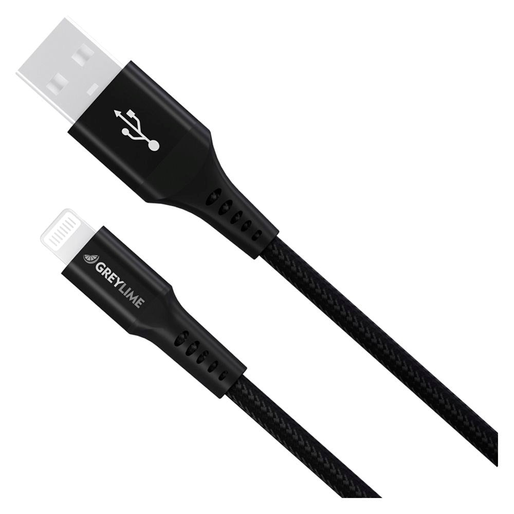 GreyLime 12W Braided USB-A til Lightning Kabel 50 centimeter - Sort
