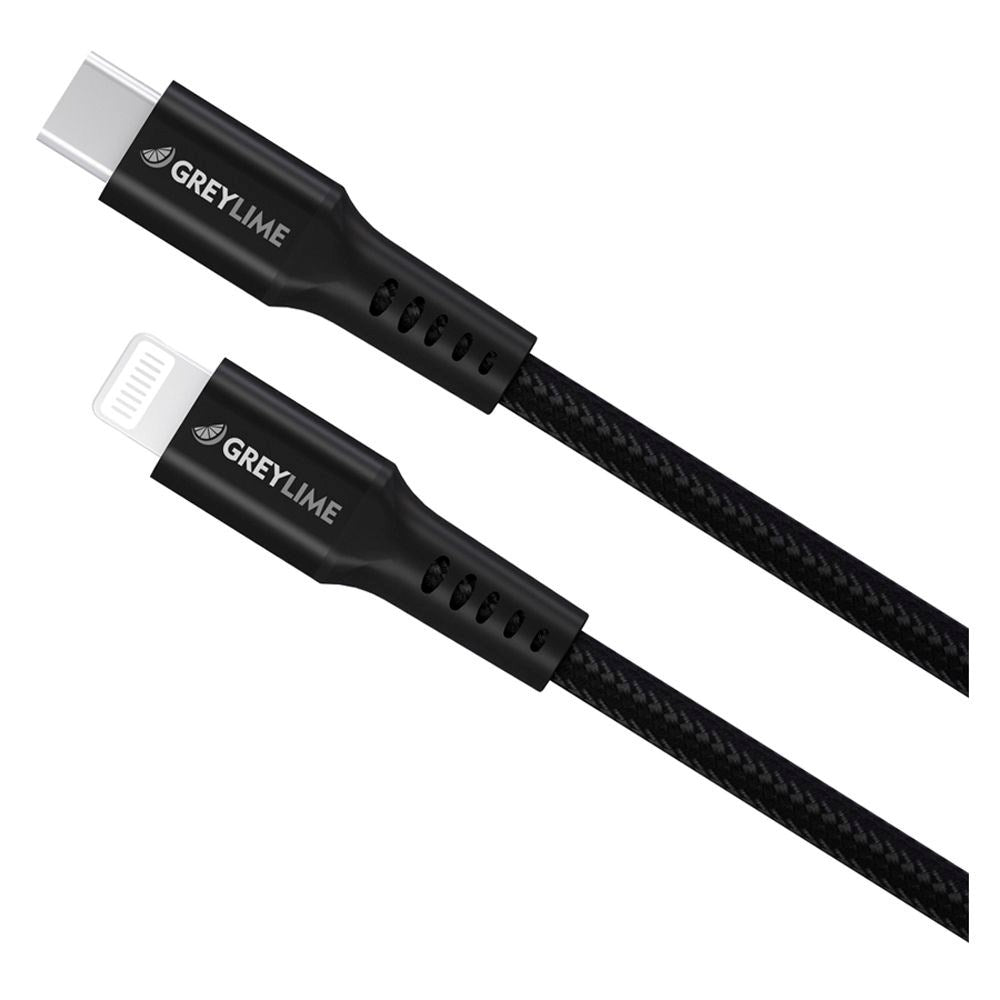 GreyLime 18W Braided USB-C til Lightning Kabel 50 centimeter - Sort