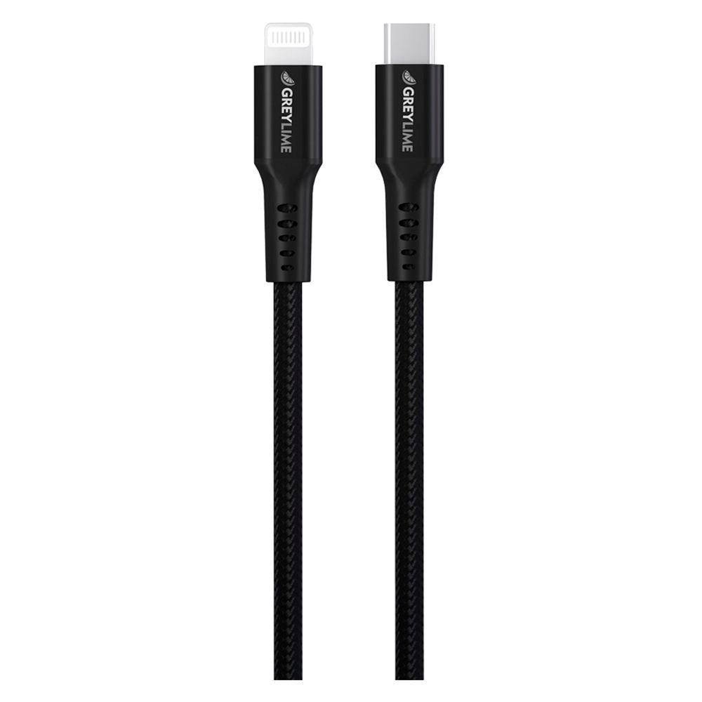 GreyLime 18W Braided USB-C til Lightning Kabel 50 centimeter - Sort