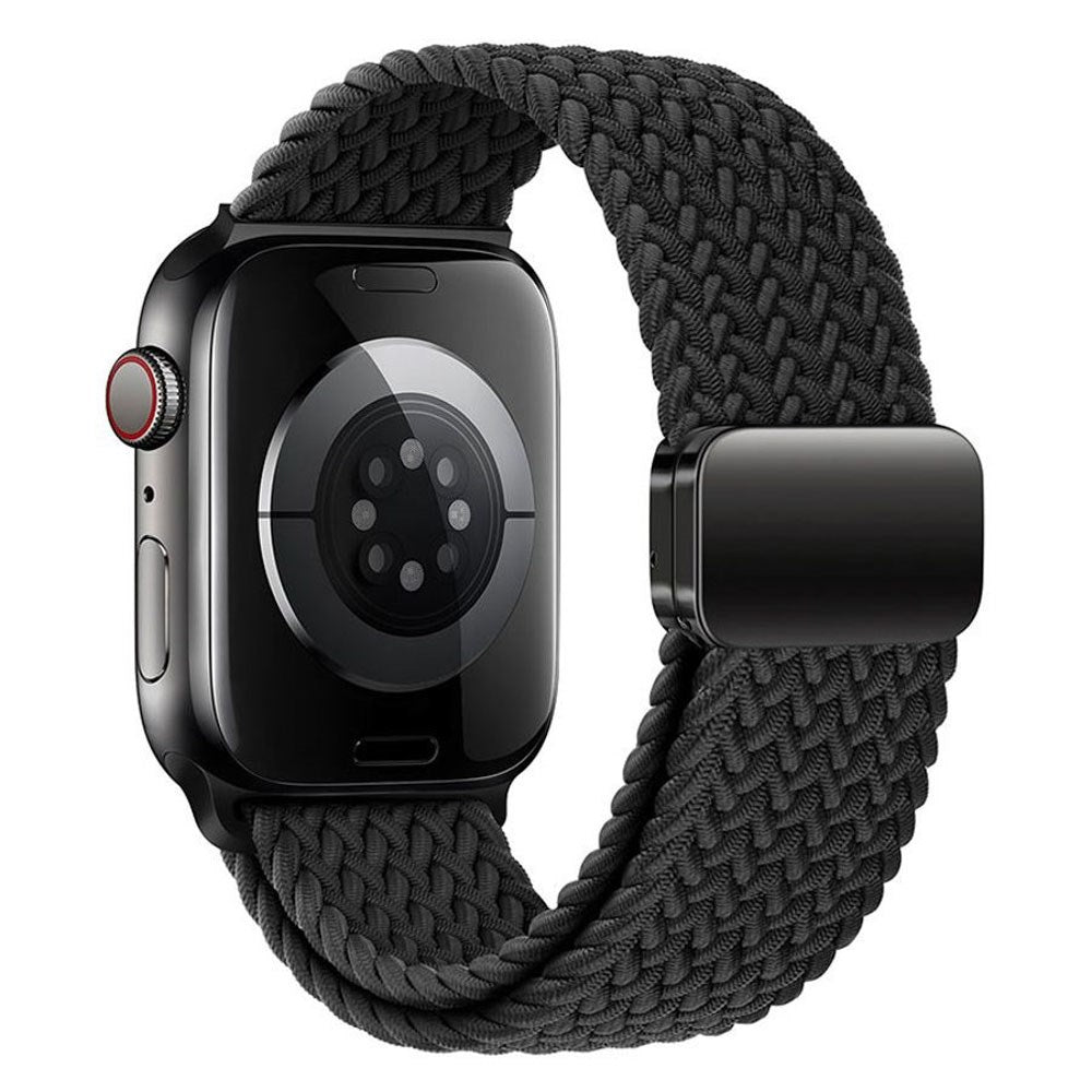 Apple Watch (38/40/SE/41/42mm) Nylon Rem Lippa - Magnetisk Lås - Sort