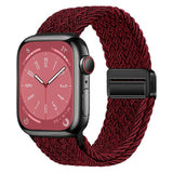Apple Watch (42/44/SE/45/46/49mm) Nylon Rem Lippa - Magnetisk Lås - Rød