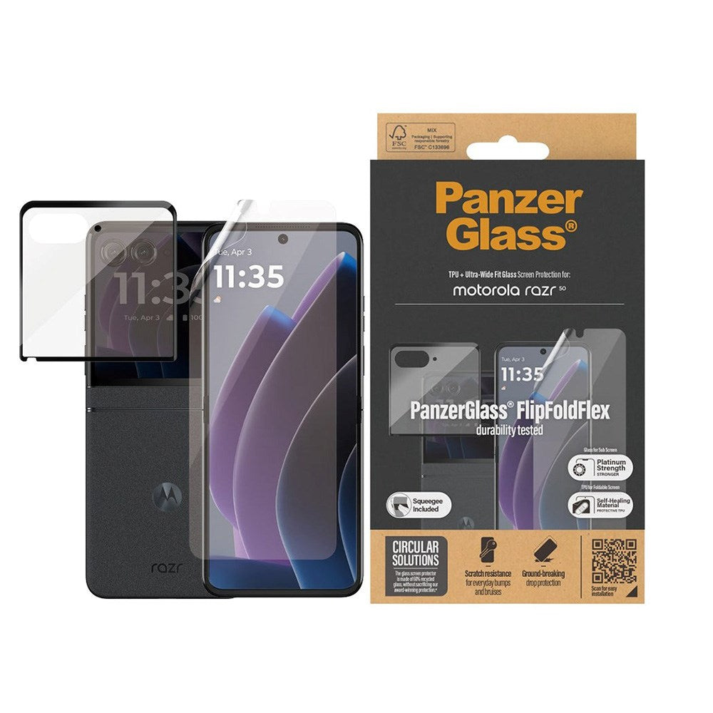 PanzerGlass Motorola Razr 50 Ultra 5G FlipFoldFlex Beskyttelsesglas - Platinum Strength - Gennemsigtig