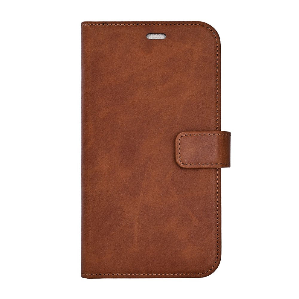 iPhone 17 Pro RadiCover Exclusive 2-in-1 Anti Stråling Læder Flip Case m. Kortholder - MagSafe Kompatibel - Brun