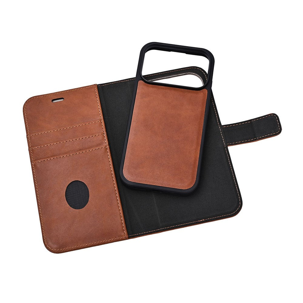 iPhone 17 Pro RadiCover Exclusive 2-in-1 Anti Stråling Læder Flip Case m. Kortholder - MagSafe Kompatibel - Brun