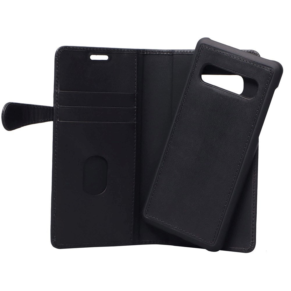 Samsung Galaxy S10+ (Plus) - Buffalo 2-i-1 Ægte Læder Flip Cover - Sort