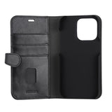 Buffalo iPhone 14 Pro Wallet Ægte Læder Magnet Flip Cover m. Pung - Sort