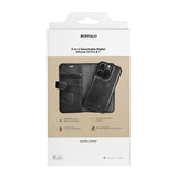 Buffalo iPhone 14 Pro Wallet Ægte Læder Magnet Flip Cover m. Pung - Sort