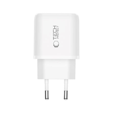 Tech-Protect Vægoplader m. 30W - 1 x USB-A (QC) & 1 x USB-C (PD) - Hvid