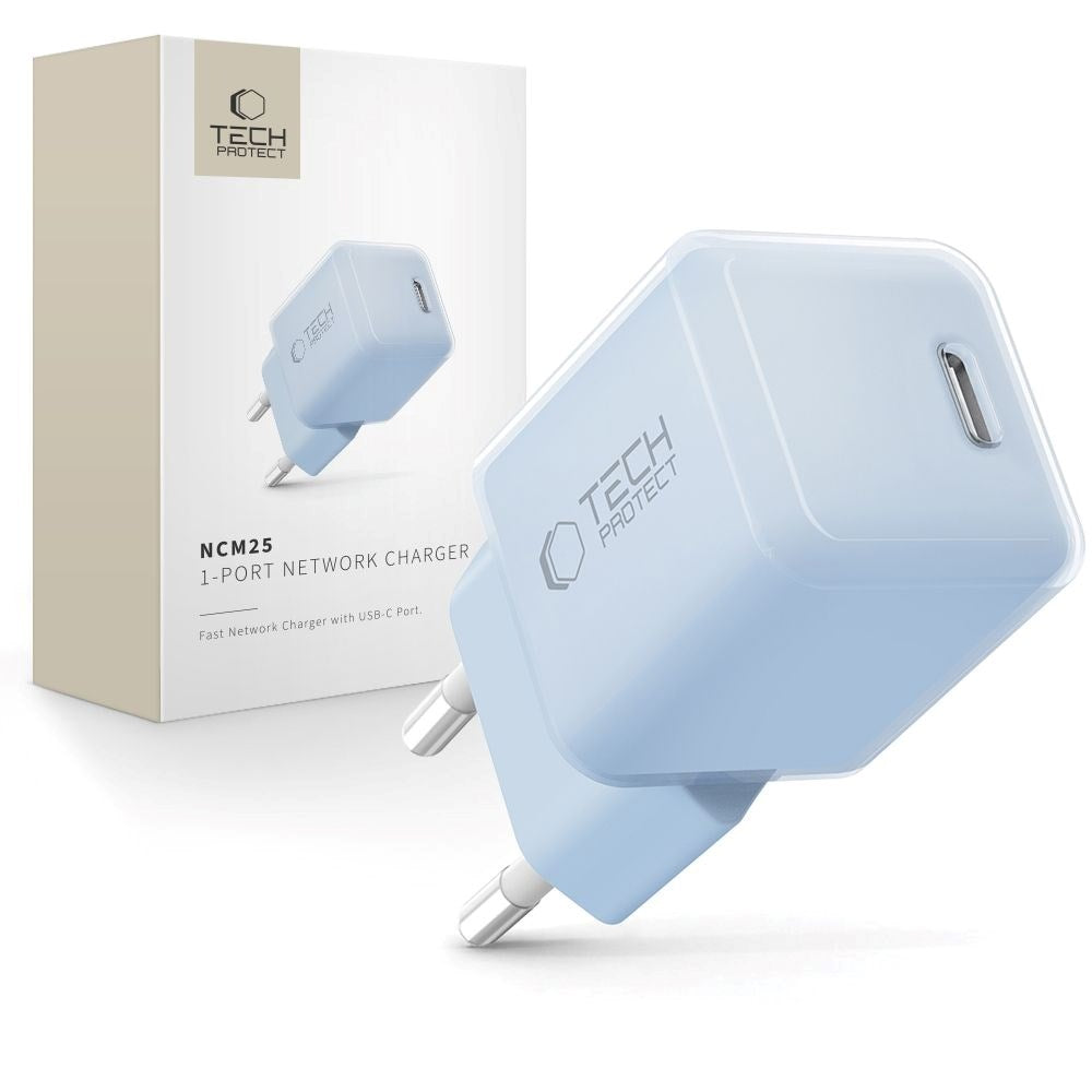 Tech-Protect Vægoplader m. 25W - 1 x USB-C (PD) - Blå