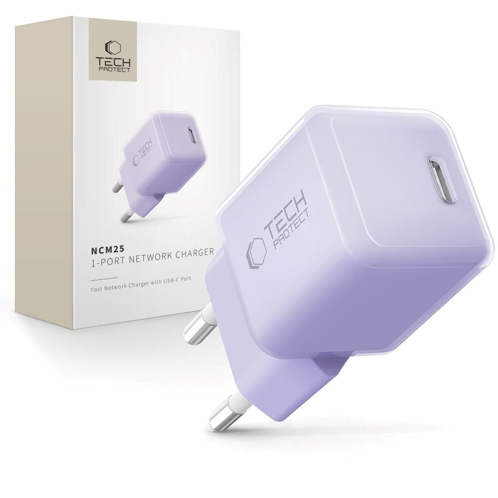 Tech-Protect Vægoplader m. 25W - 1 x USB-C (PD) - Lilla