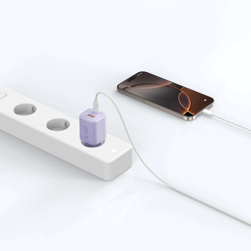 Tech-Protect 33W Vægoplader - 1x USB-A / 1x USB-C - Lilla