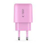 Tech-Protect Vægoplader m. 20W - 1 x USB-A (QC) & 1 x USB-C (PD) - Lyserød