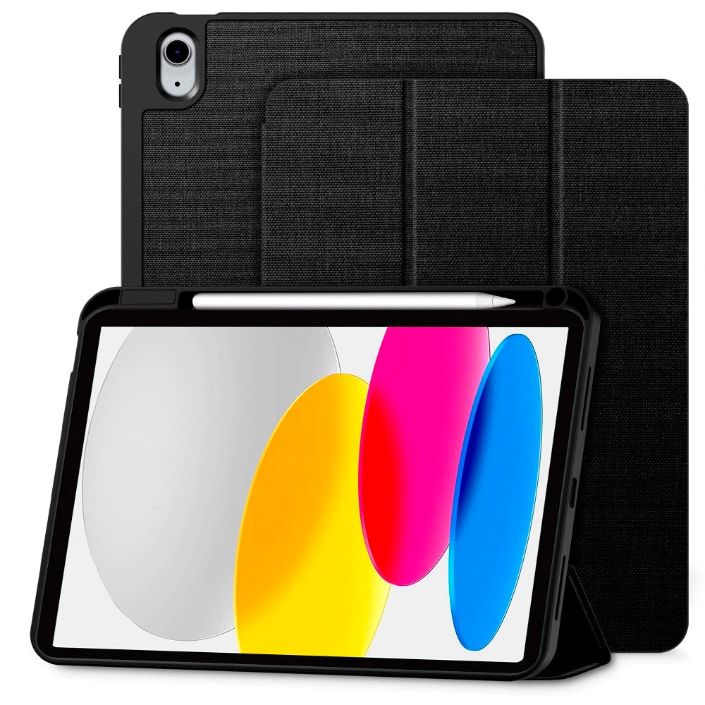 Tech-Protect - iPad 11" (2025) / 10.9" (2024 / 2022) - Canvas Flip Cover m. Pen Holder - Sort